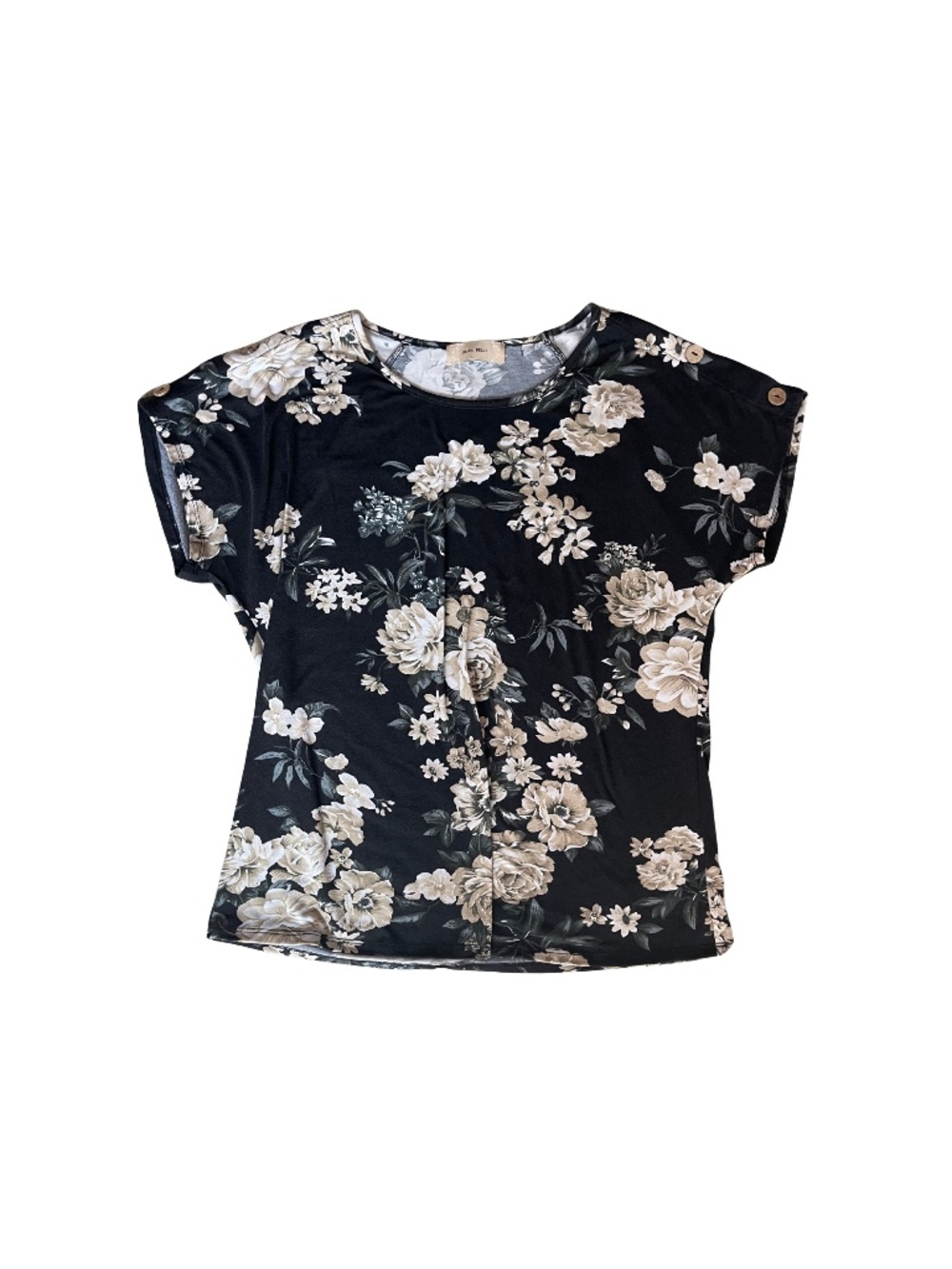 Diana Belle Women's Short Sleeve Floral Top w/ Button Details_Size L